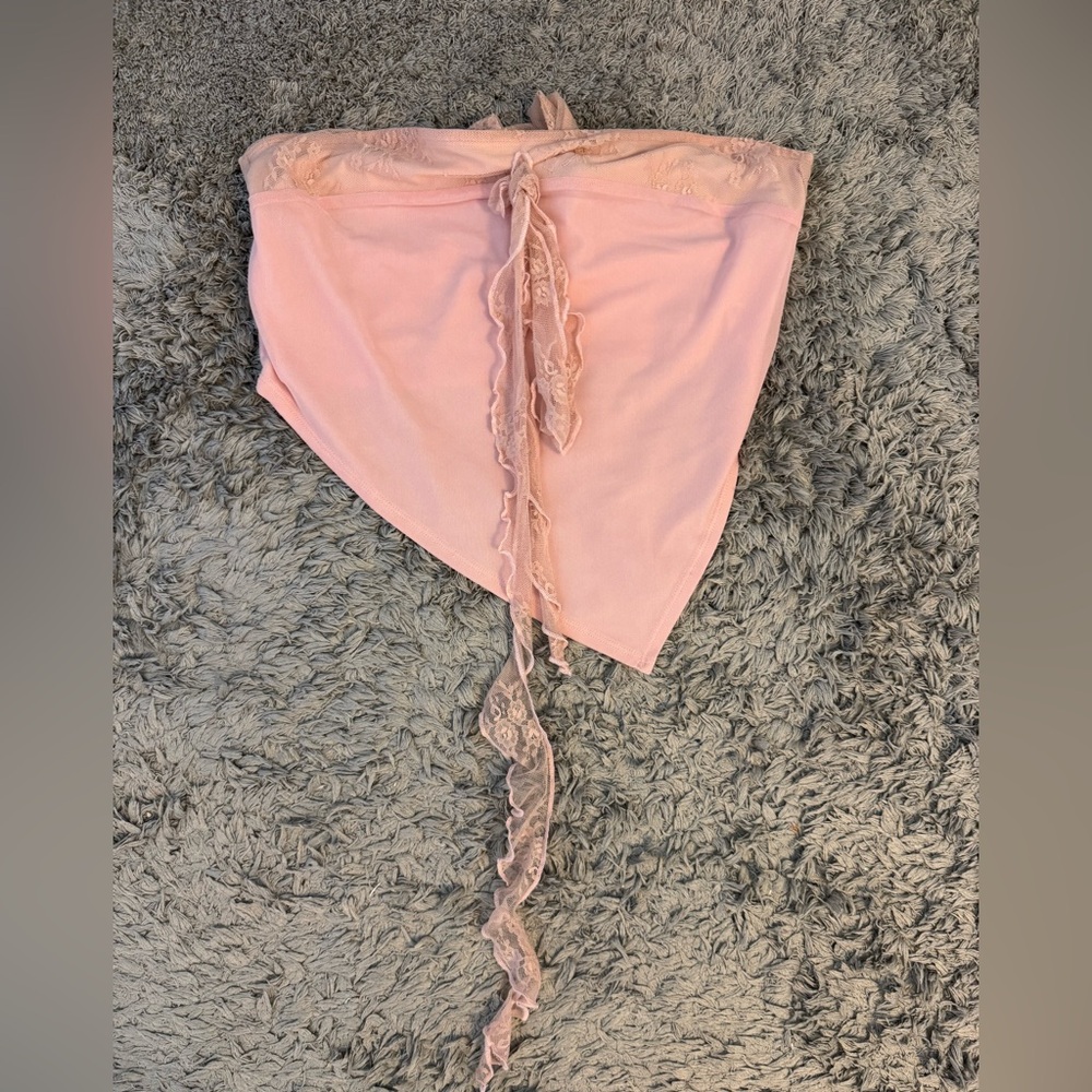 Tiger Mist Blush Lace-Trim Bandana Top